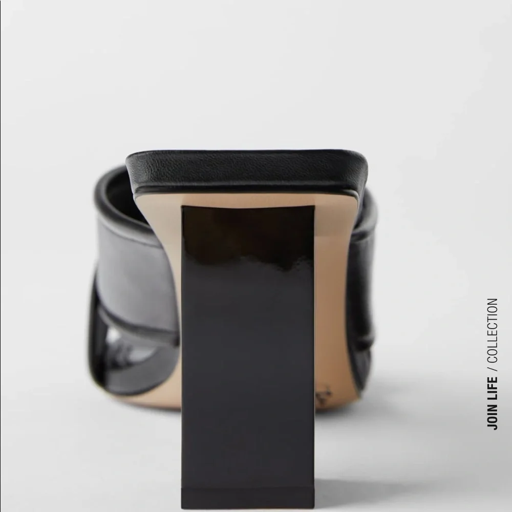 ZARA Soft Leather Heeled Sandals - Picture 5 of 7